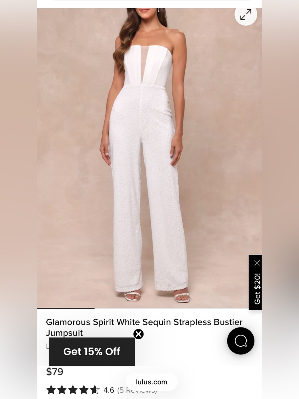 Lulus White Sequin Strapless Bustier Jumpsuit